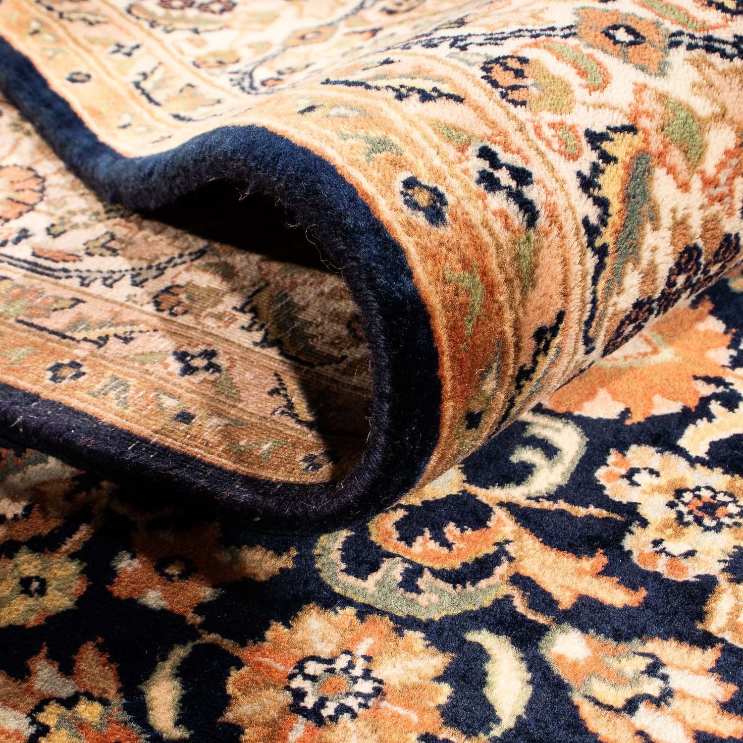 Alfombra oriental - Keshan - Indus - 230 x 168 cm - azul oscuro