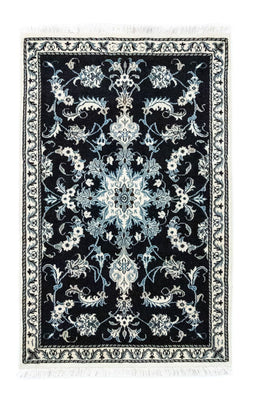 Alfombra persa - Nain - 131 x 90 cm - azul oscuro