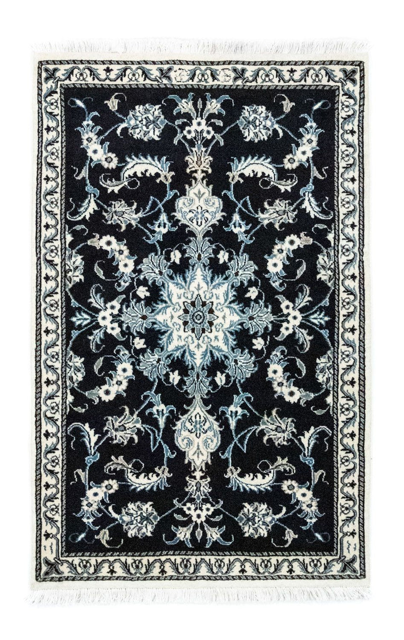 Alfombra persa - Nain - 131 x 90 cm - azul oscuro