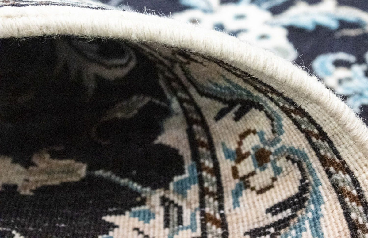 Alfombra persa - Nain - 131 x 90 cm - azul oscuro