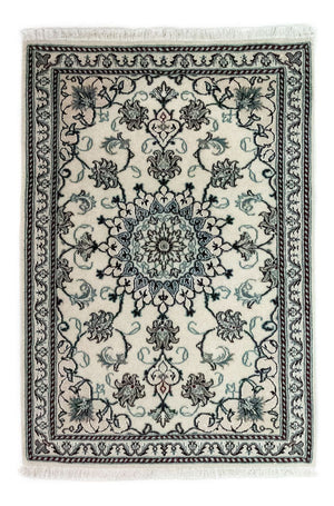 Alfombra persa - Nain - 131 x 91 cm - blanco natural
