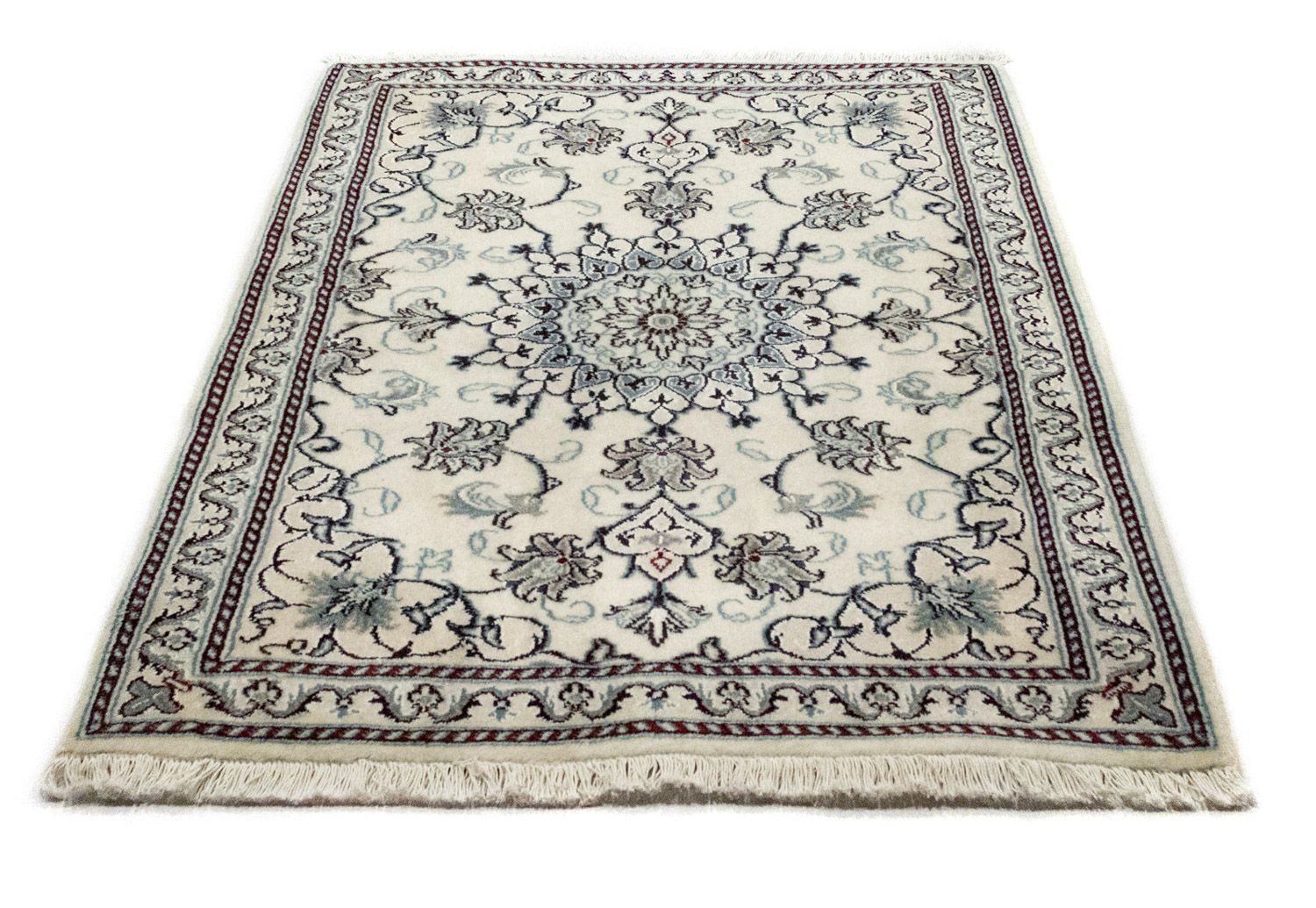 Alfombra persa - Nain - 131 x 91 cm - blanco natural