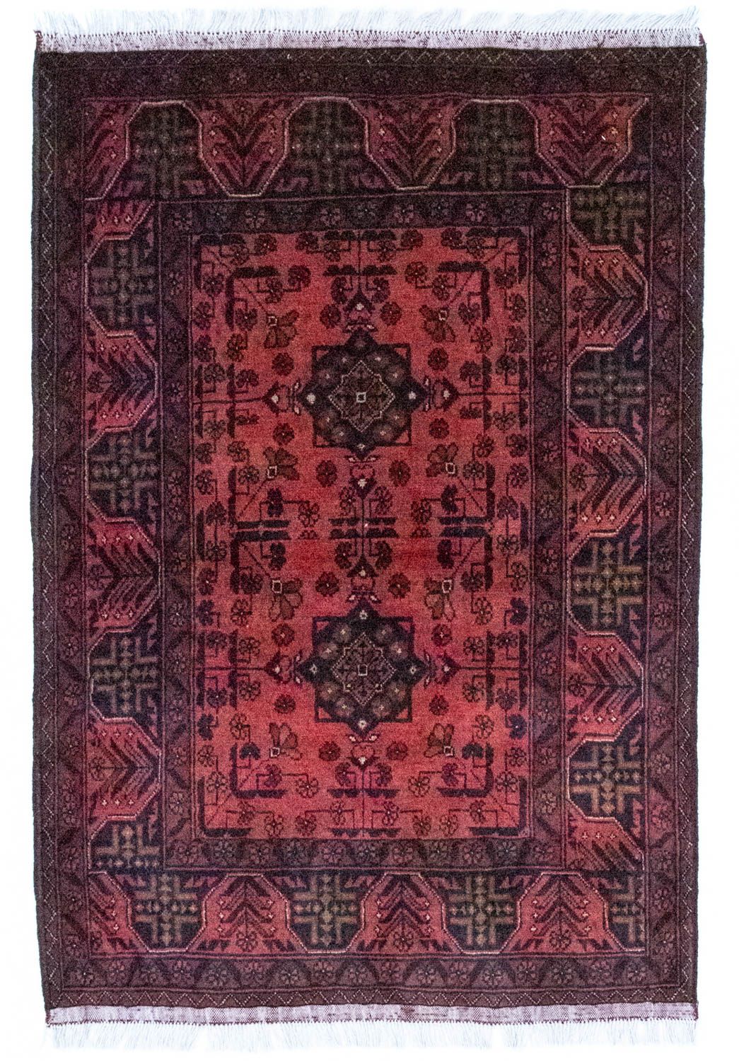 Alfombra afgana - Kunduz - 149 x 103 cm - rojo