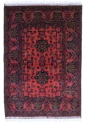 Alfombra afgana - Kunduz - 149 x 103 cm - rojo