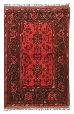 Alfombra afgana - Kunduz - 150 x 100 cm - rojo