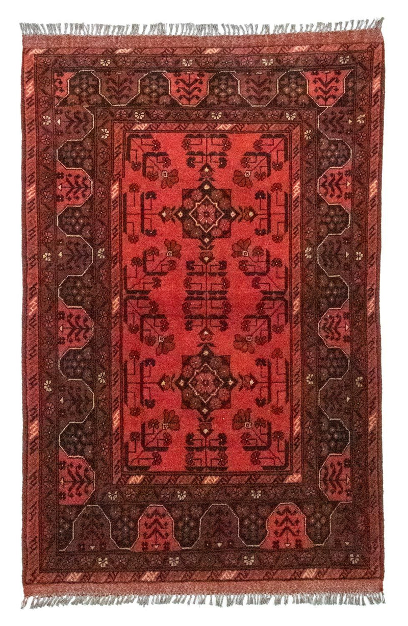 Alfombra afgana - Kunduz - 150 x 100 cm - rojo