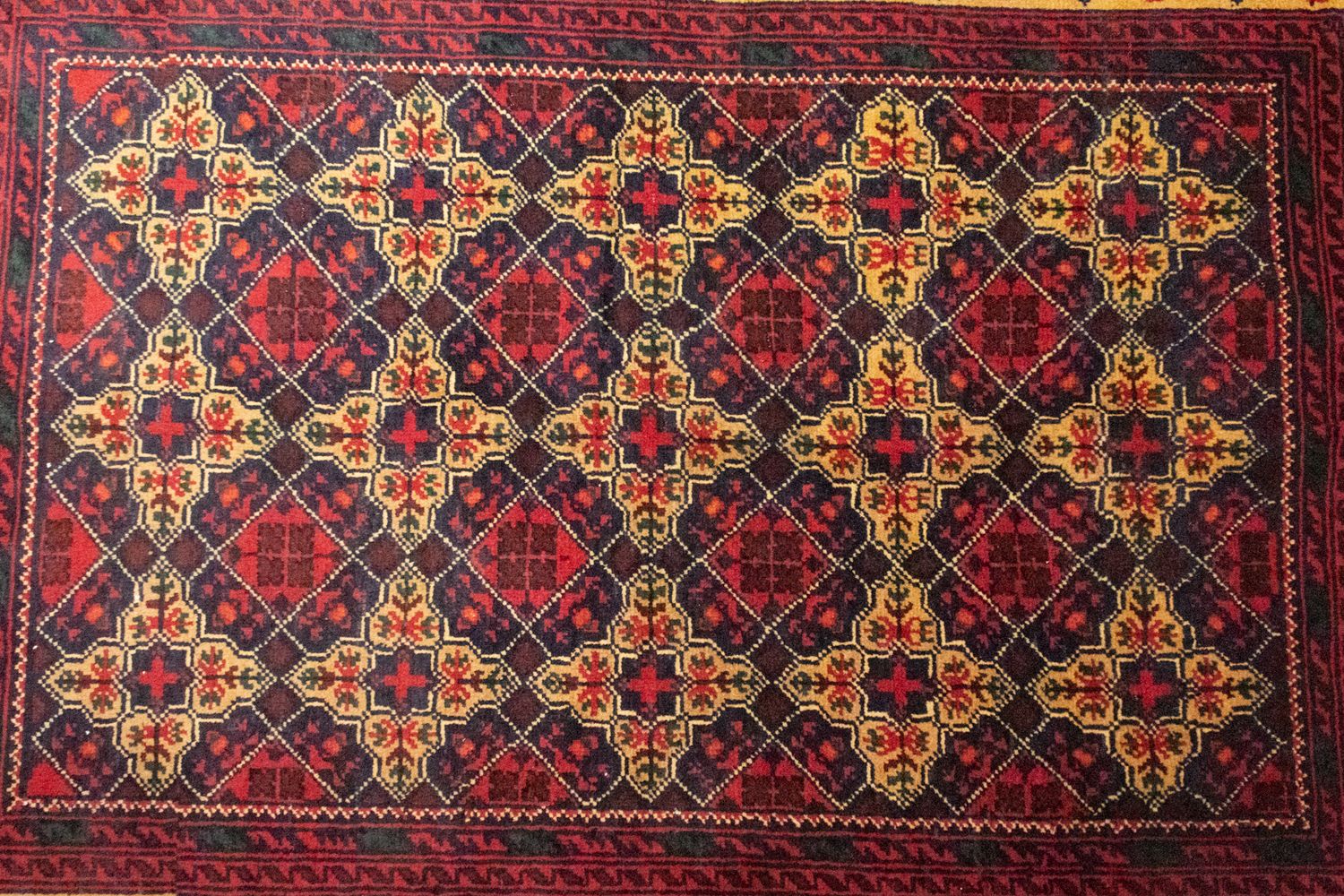 Alfombra afgana - 143 x 105 cm - azul