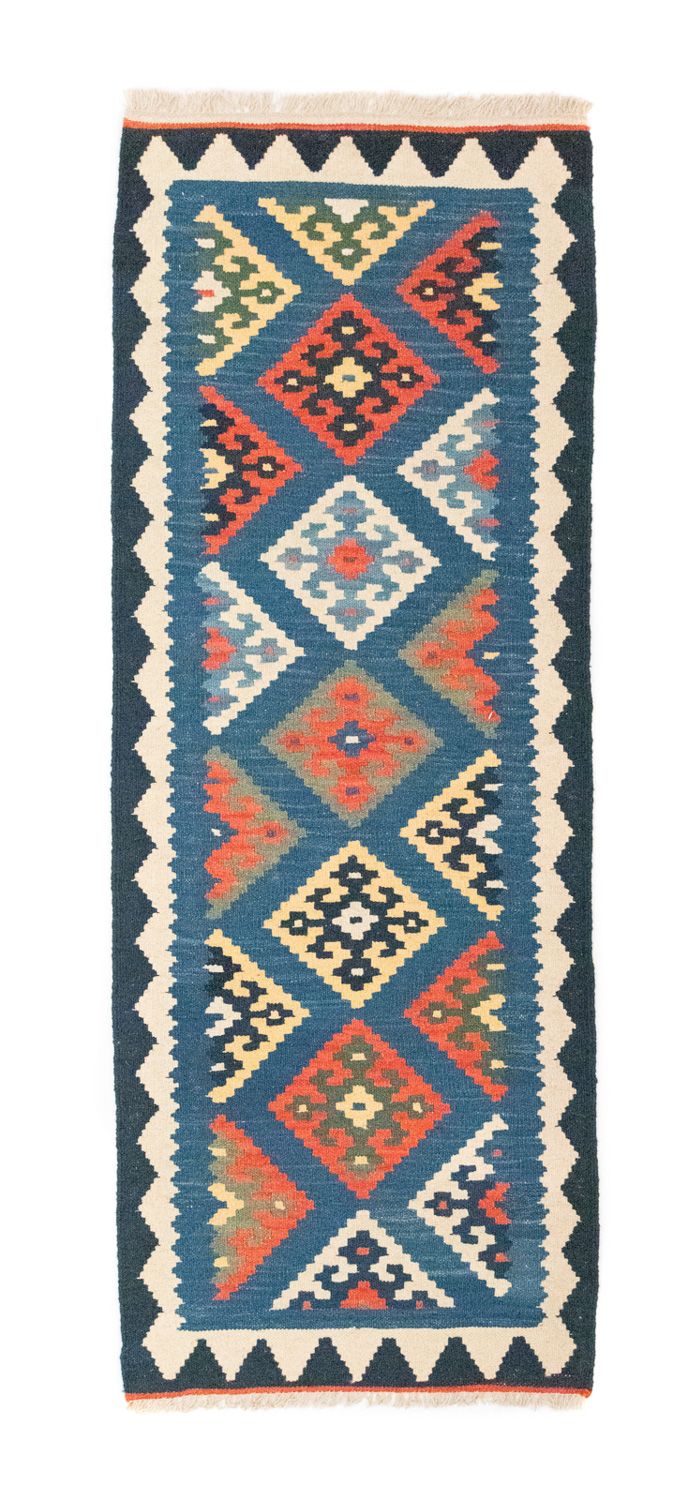 Alfombra de pasillo Alfombra Kelim - Oriental - 201 x 65 cm - azul