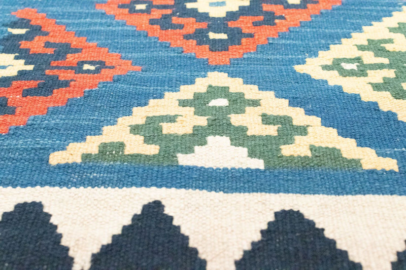 Alfombra de pasillo Alfombra Kelim - Oriental - 201 x 65 cm - azul