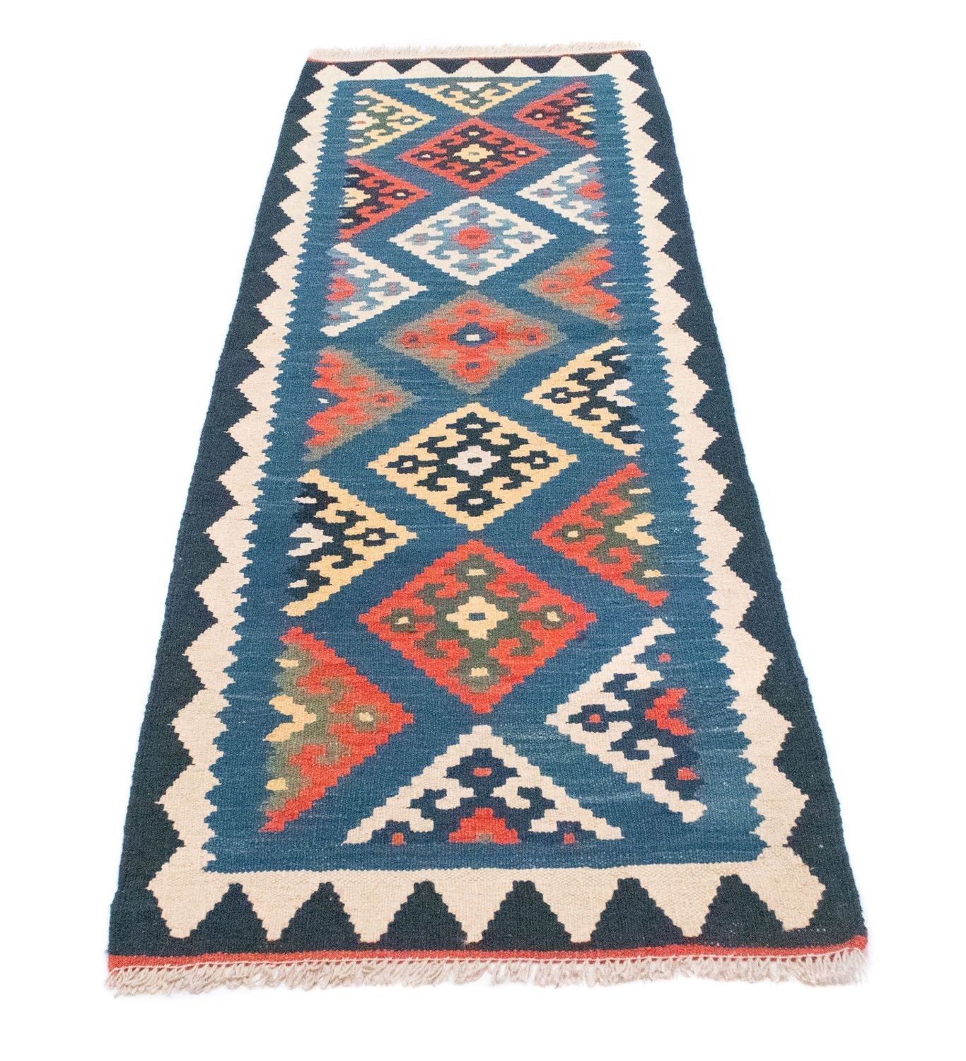 Alfombra de pasillo Alfombra Kelim - Oriental - 201 x 65 cm - azul