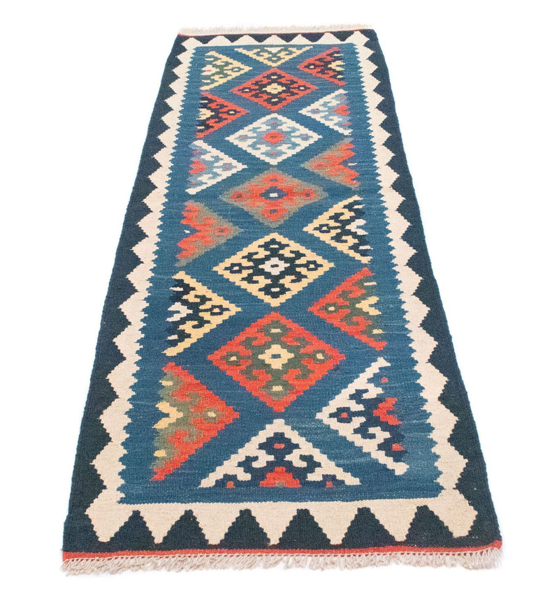 Alfombra de pasillo Alfombra Kelim - Oriental - 201 x 65 cm - azul