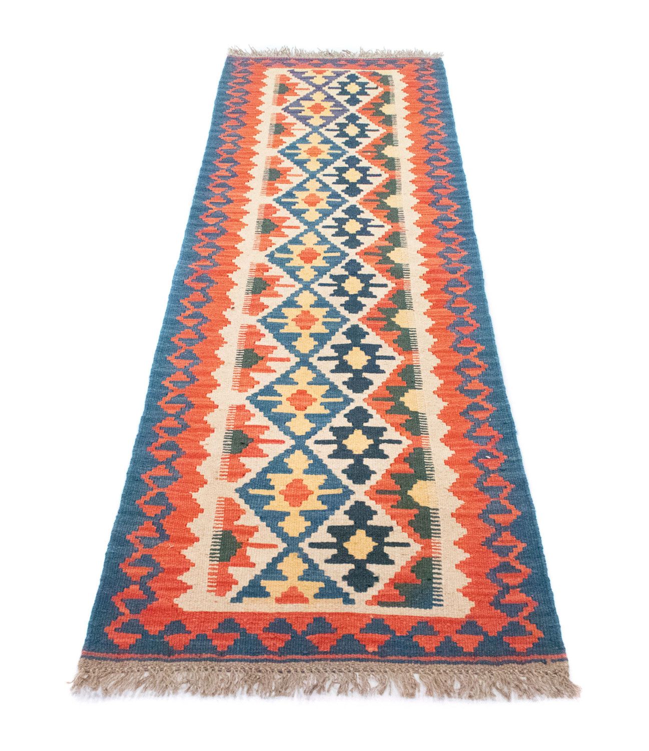 Alfombra de pasillo Alfombra Kelim - Oriental - 207 x 60 cm - naranja