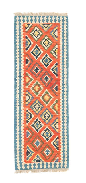Alfombra de pasillo Alfombra Kelim - Oriental - 202 x 70 cm - naranja