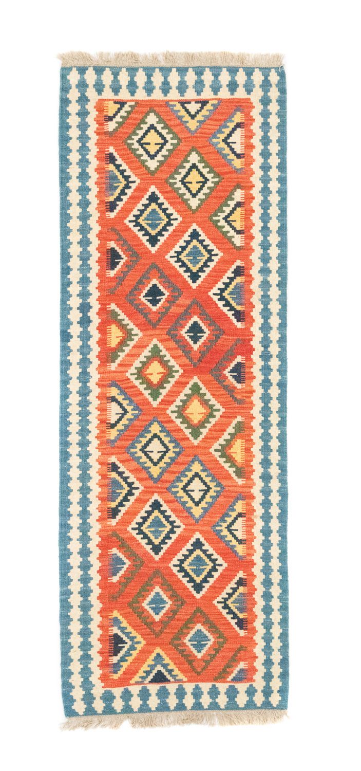 Alfombra de pasillo Alfombra Kelim - Oriental - 202 x 70 cm - naranja