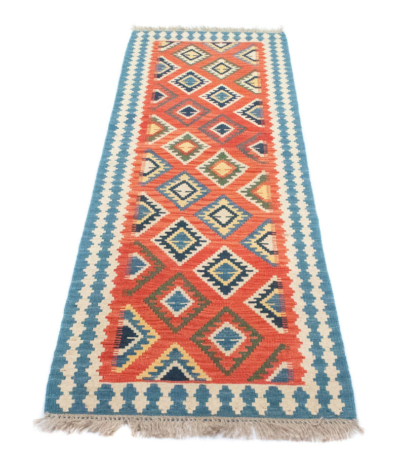 Alfombra de pasillo Alfombra Kelim - Oriental - 202 x 70 cm - naranja