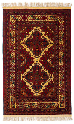 Alfombra afgana - 145 x 93 cm - rojo oscuro