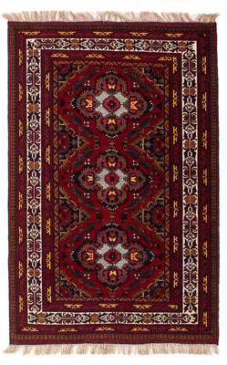 Alfombra afgana - 145 x 93 cm - rojo oscuro