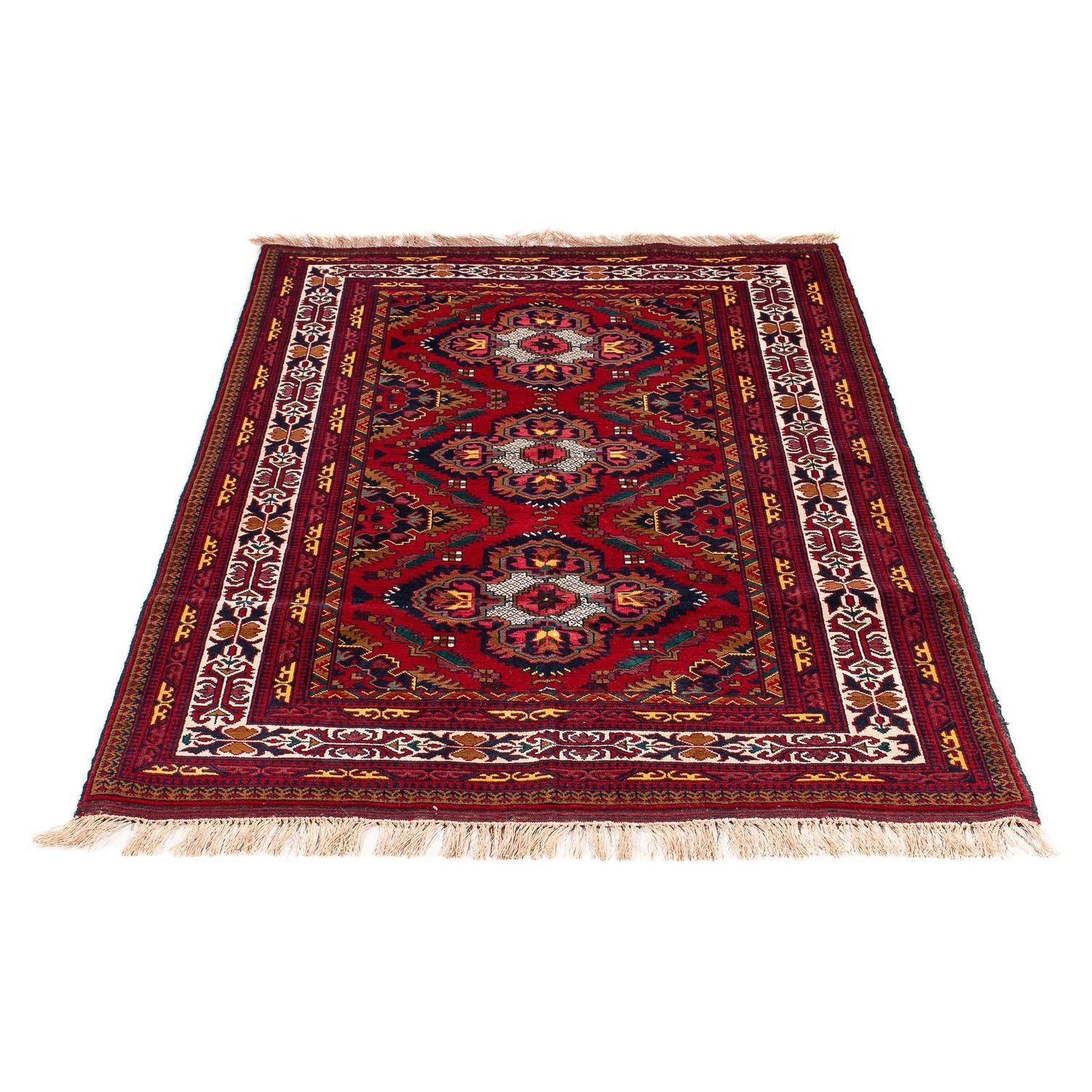 Alfombra afgana - 145 x 93 cm - rojo oscuro