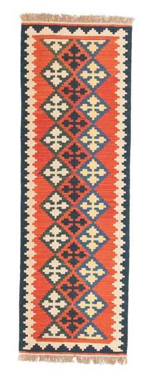 Alfombra de pasillo Alfombra Kelim - Oriental - 195 x 63 cm - naranja