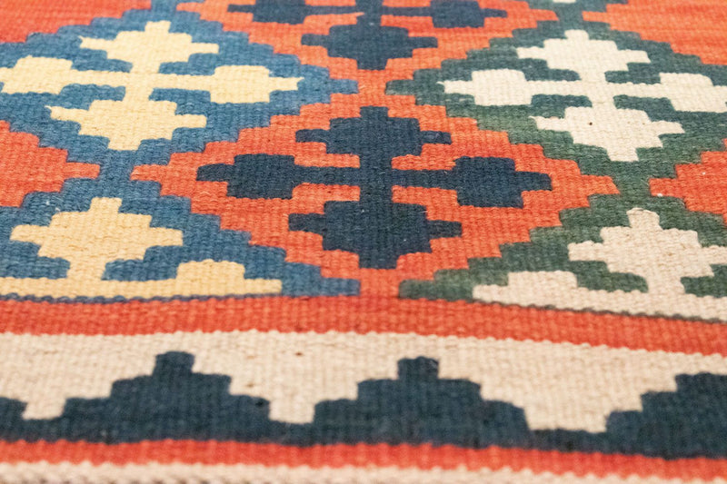 Alfombra de pasillo Alfombra Kelim - Oriental - 195 x 63 cm - naranja