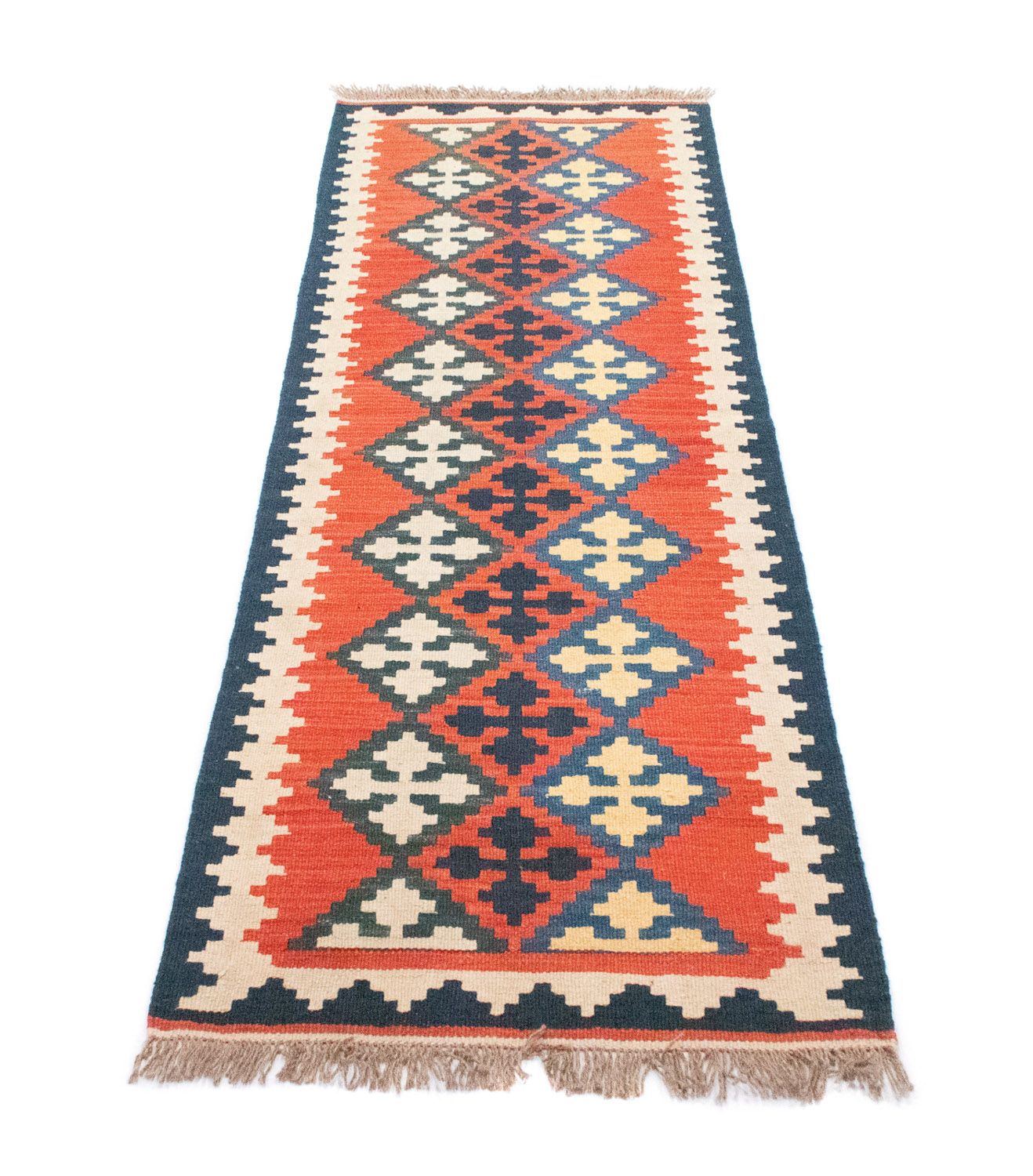 Alfombra de pasillo Alfombra Kelim - Oriental - 195 x 63 cm - naranja