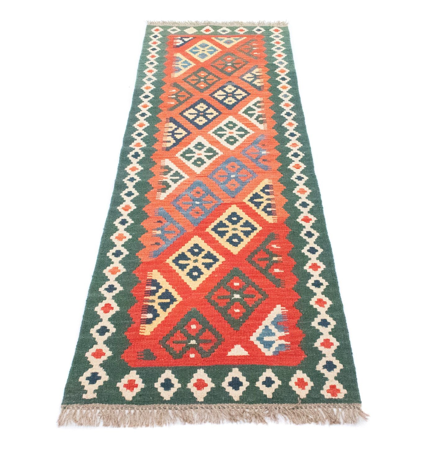 Alfombra de pasillo Alfombra Kelim - Oriental - 202 x 61 cm - naranja