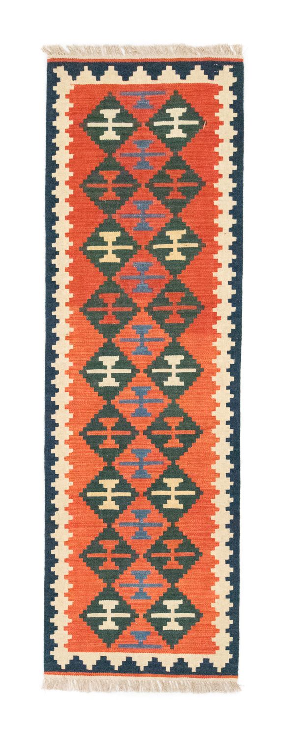 Alfombra de pasillo Alfombra Kelim - Oriental - 197 x 62 cm - naranja