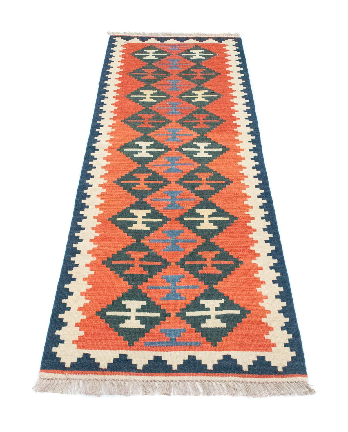 Alfombra de pasillo Alfombra Kelim - Oriental - 197 x 62 cm - naranja