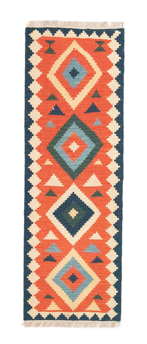 Alfombra de pasillo Alfombra Kelim - Oriental - 203 x 68 cm - naranja
