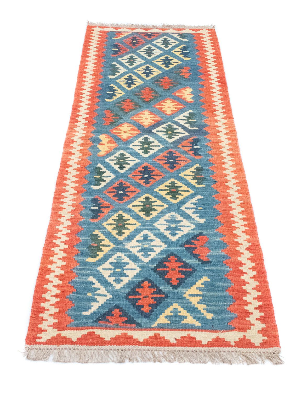 Alfombra de pasillo Alfombra Kelim - Oriental - 198 x 64 cm - azul