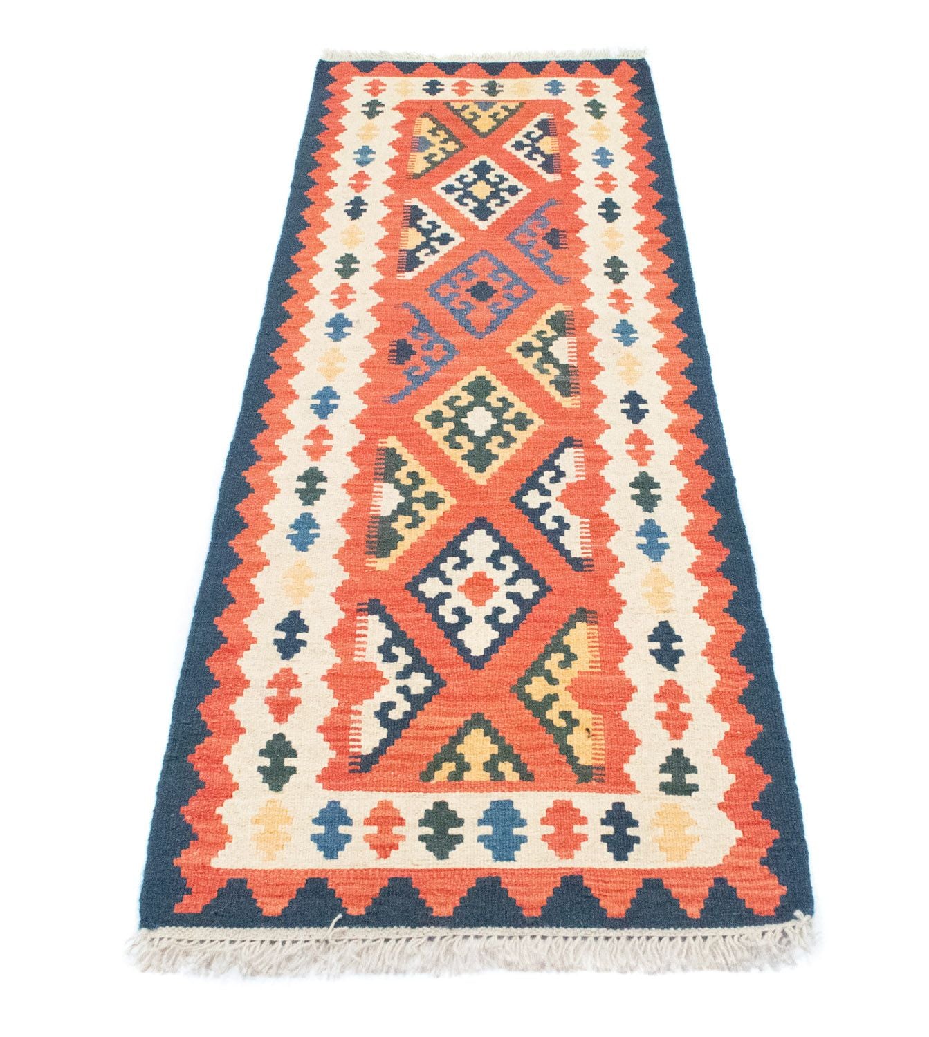 Alfombra de pasillo Alfombra Kelim - Oriental - 200 x 63 cm - naranja
