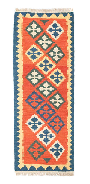 Alfombra de pasillo Alfombra Kelim - Oriental - 200 x 70 cm - naranja