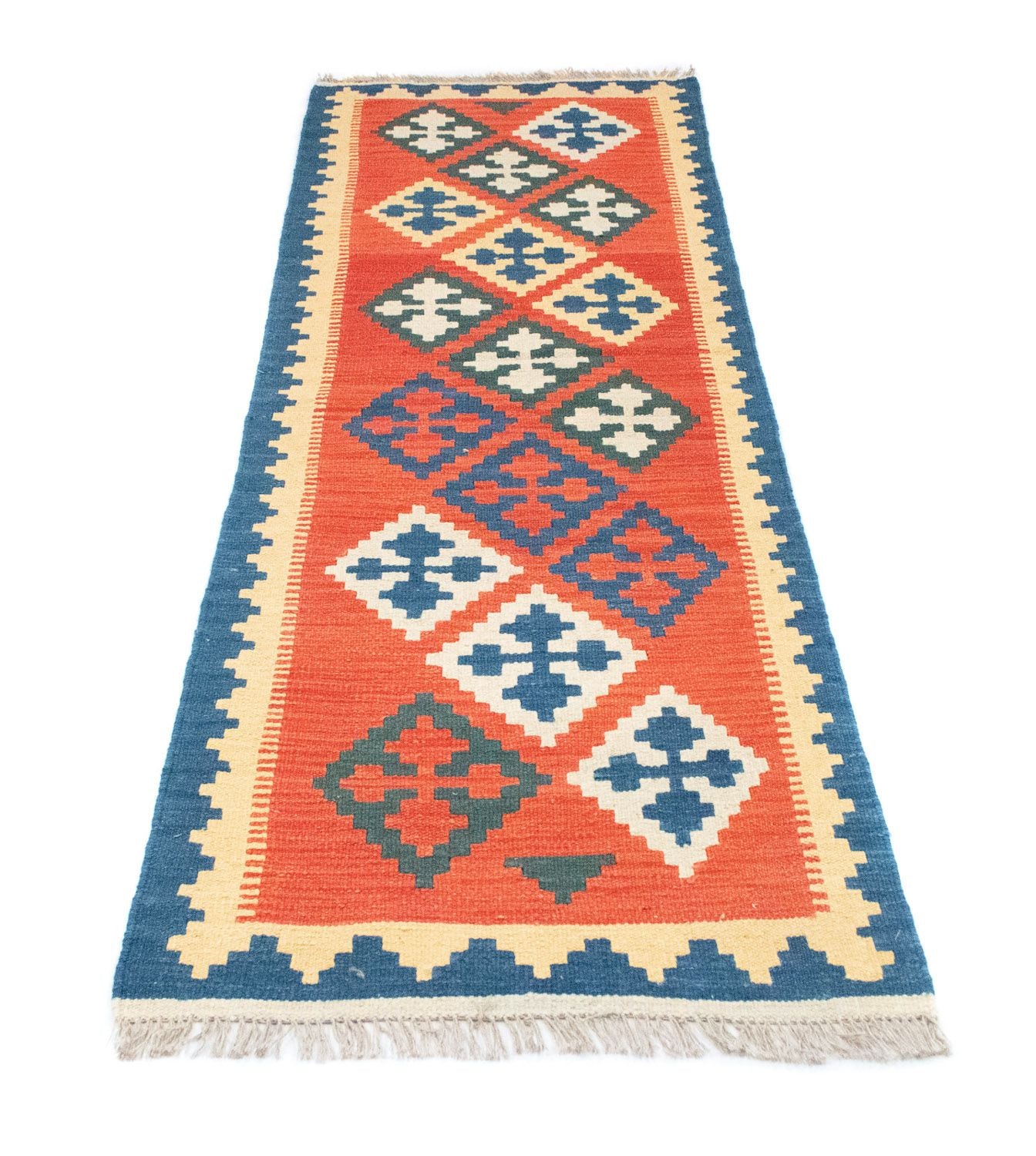 Alfombra de pasillo Alfombra Kelim - Oriental - 200 x 70 cm - naranja