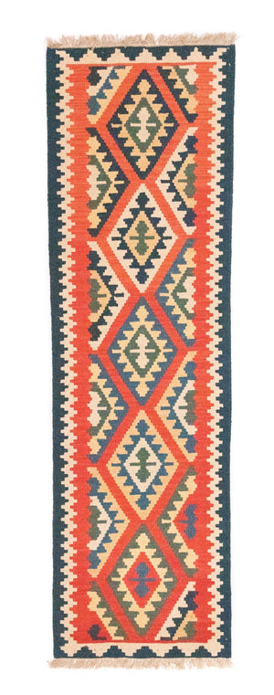 Alfombra de pasillo Alfombra Kelim - Oriental - 204 x 60 cm - naranja