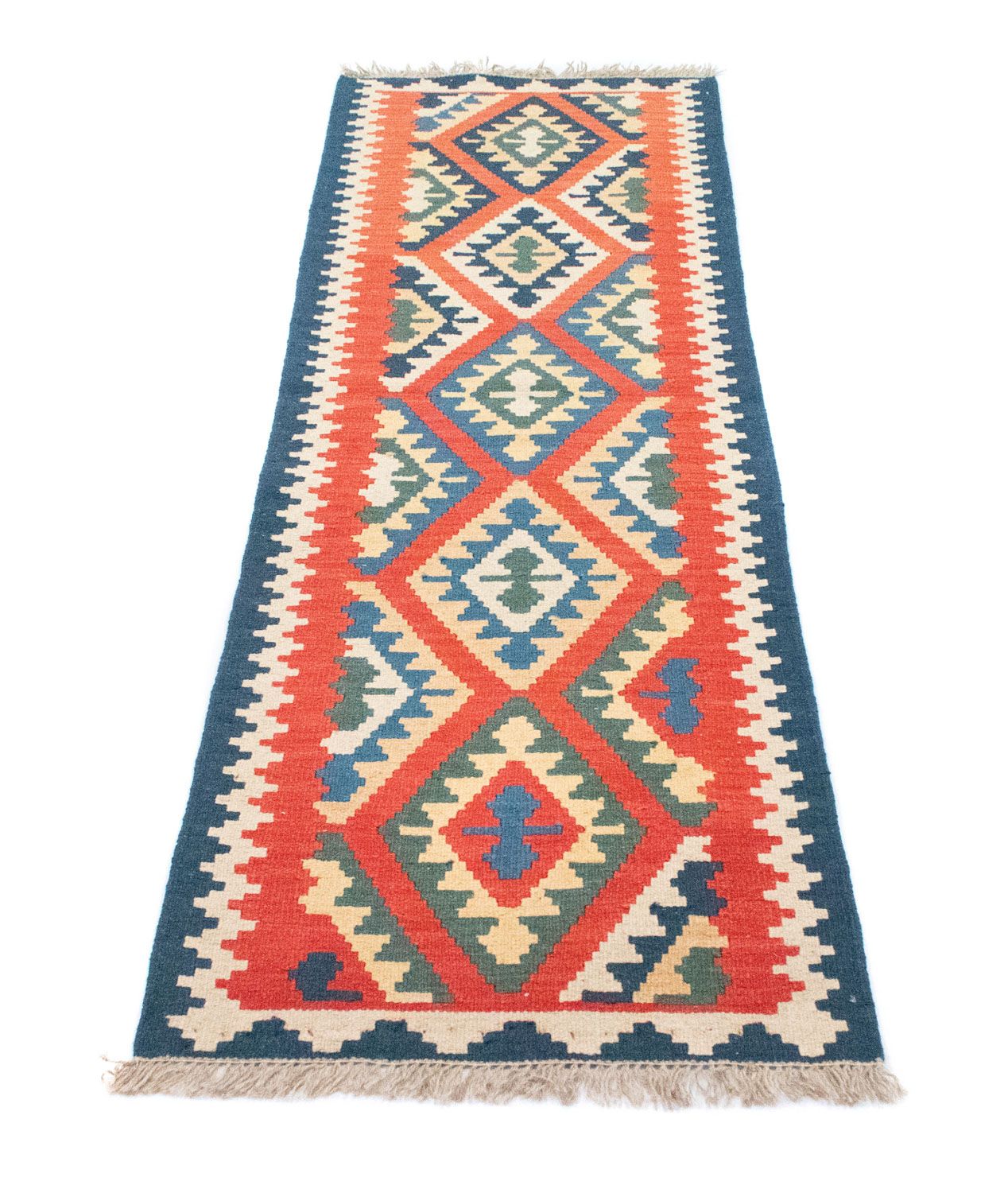 Alfombra de pasillo Alfombra Kelim - Oriental - 204 x 60 cm - naranja