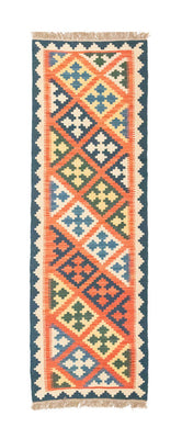 Alfombra de pasillo Alfombra Kelim - Oriental - 206 x 61 cm - naranja
