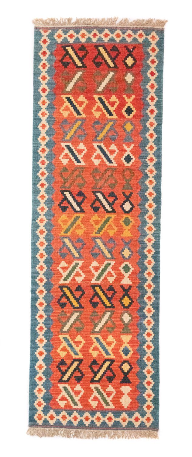 Alfombra de pasillo Alfombra Kelim - Oriental - 203 x 65 cm - naranja