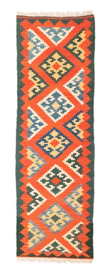 Alfombra de pasillo Alfombra Kelim - Oriental - 207 x 62 cm - naranja