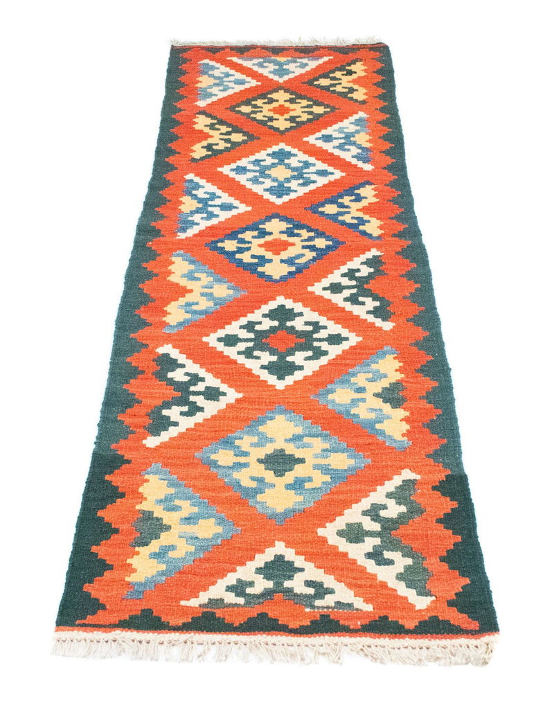 Alfombra de pasillo Alfombra Kelim - Oriental - 207 x 62 cm - naranja