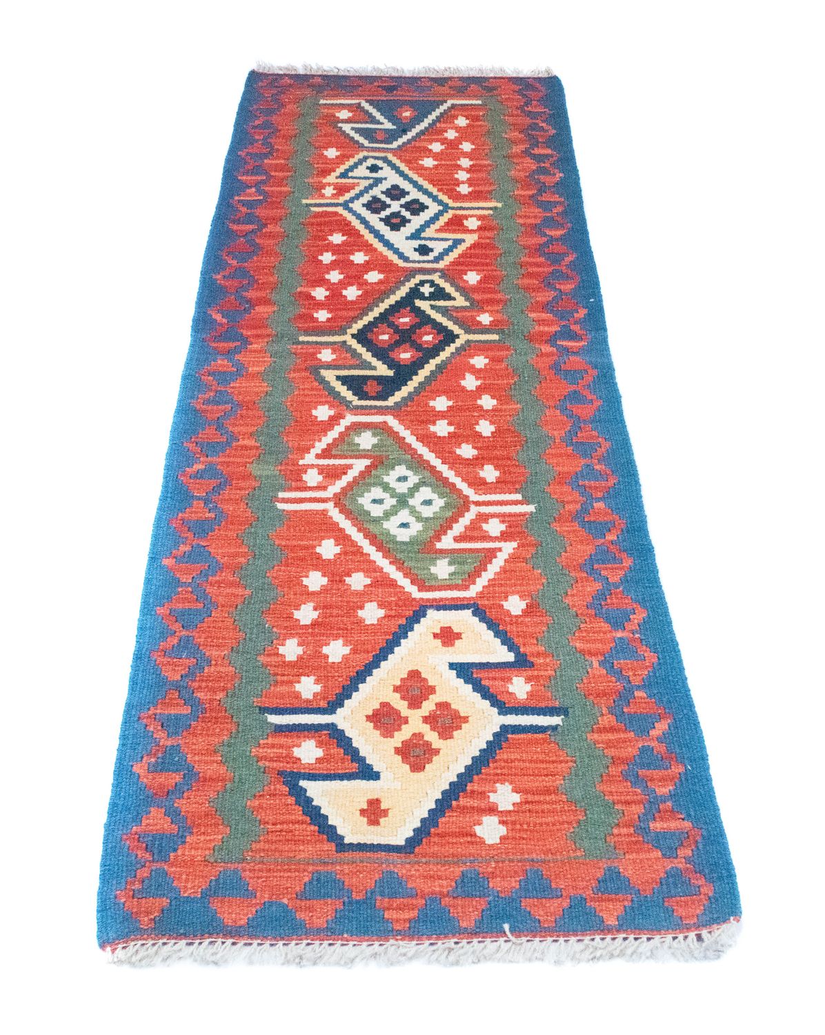 Alfombra de pasillo Alfombra Kelim - Oriental - 194 x 64 cm - naranja
