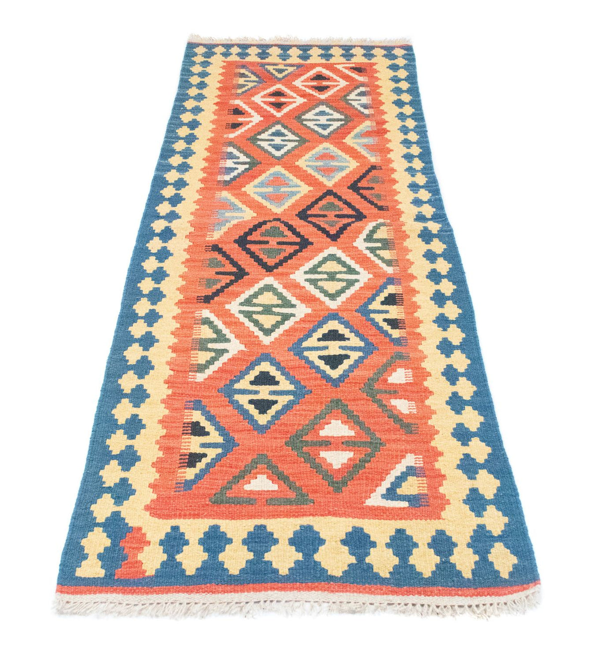 Alfombra de pasillo Alfombra Kelim - Oriental - 200 x 70 cm - naranja