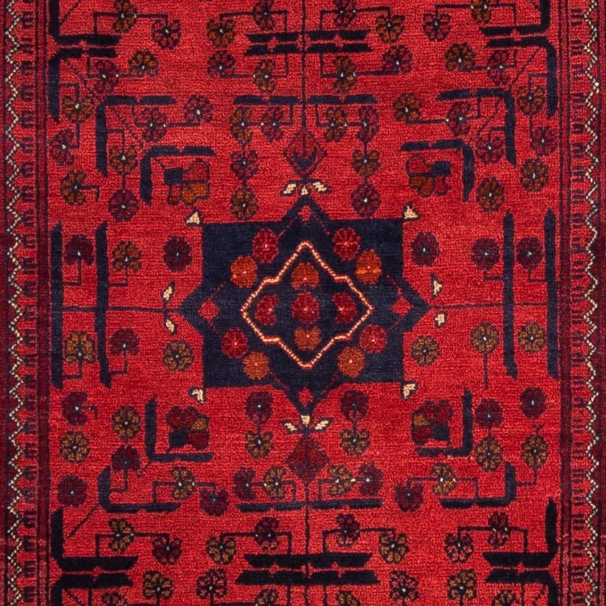 Alfombra de pasillo Alfombra afgana - Kunduz - 298 x 79 cm - rojo oscuro