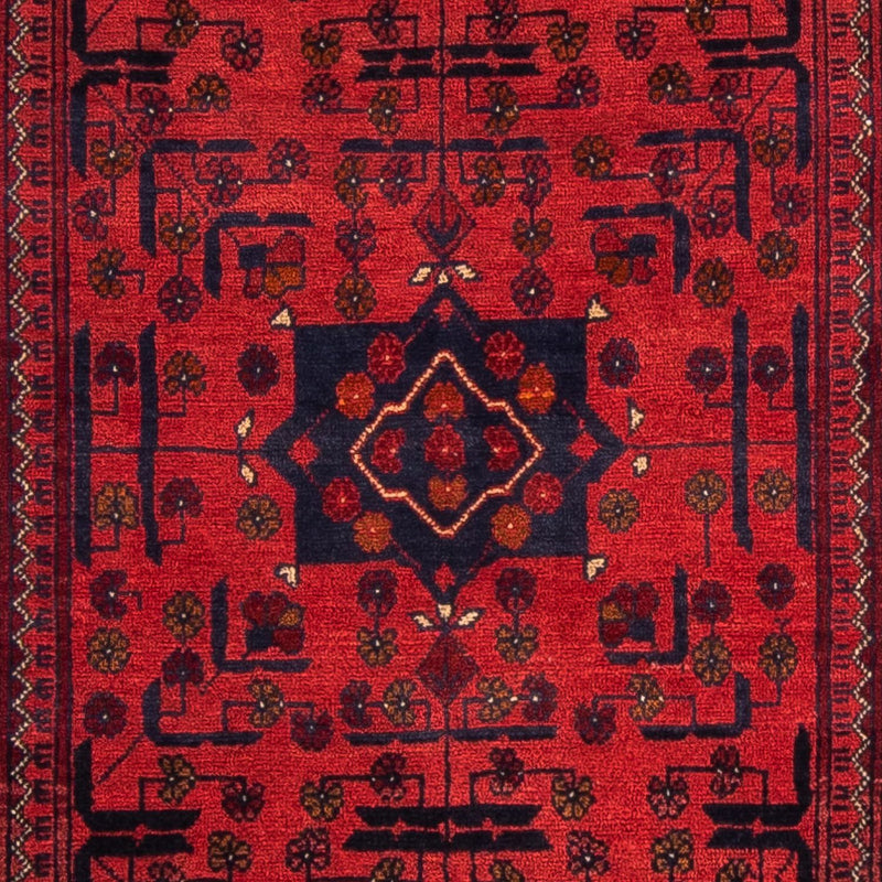 Alfombra de pasillo Alfombra afgana - Kunduz - 298 x 79 cm - rojo oscuro