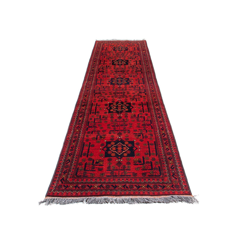 Alfombra de pasillo Alfombra afgana - Kunduz - 298 x 79 cm - rojo oscuro