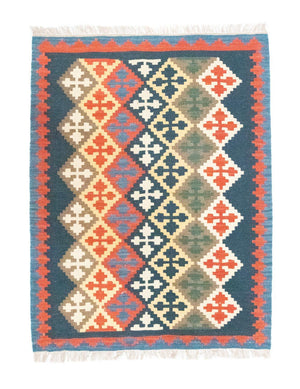 Alfombra Kelim - Oriental - 144 x 110 cm - azul