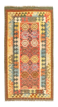 Alfombra de pasillo Alfombra Kelim - Oriental - 197 x 100 cm - naranja