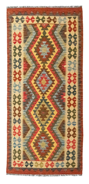 Alfombra de pasillo Alfombra Kelim - Oriental - 209 x 95 cm - beige