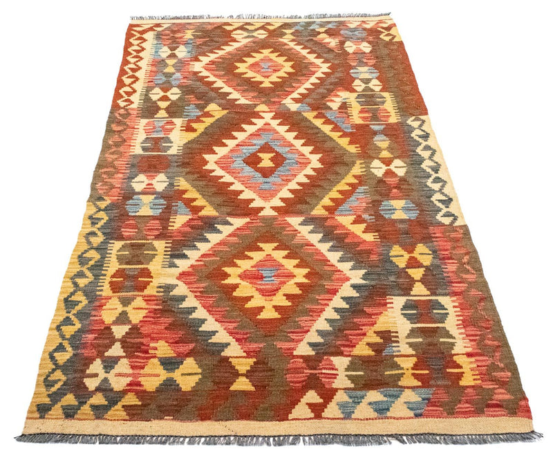 Alfombra de pasillo Alfombra Kelim - Oriental - 192 x 104 cm - naranja