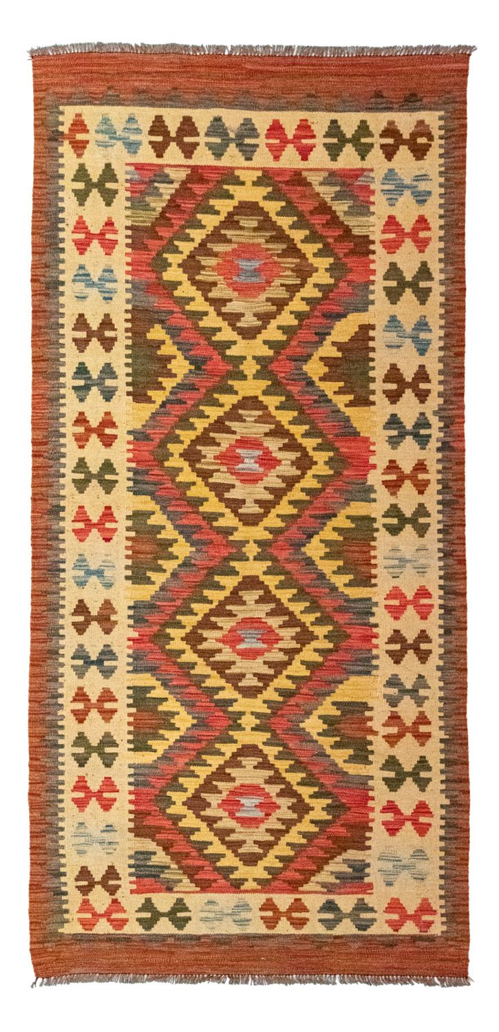 Alfombra de pasillo Alfombra Kelim - Oriental - 204 x 97 cm - naranja
