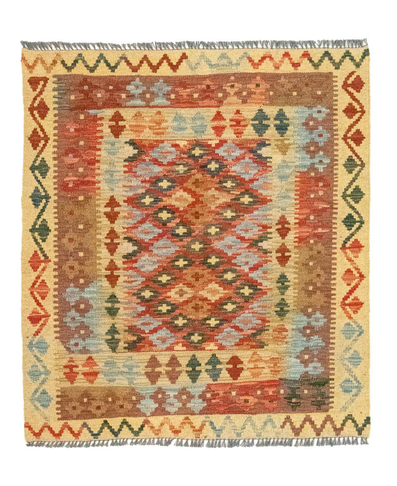 Alfombra Kelim - Oriental cuadrado  - 115 x 106 cm - multicolor
